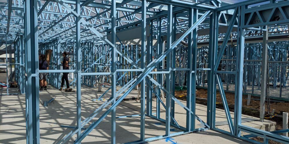 building homes with steel frames, steel house frames Brisbane, Queensland steel frames, steel frames for homes, steel wall frames, installation of steel house frames